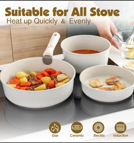 Nonstick Cookware Set Removable Handle